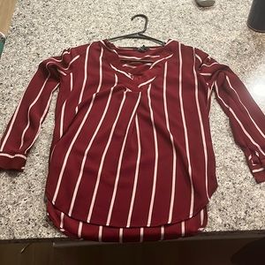 red striped business casual blouse